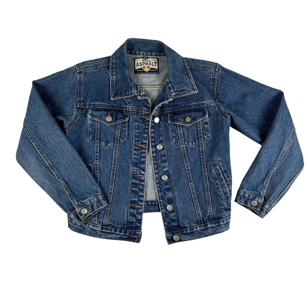 Vtg‎ Blue Asphalt Jacket Womens Small Denim Button Front Pockets Unlined Trucker
